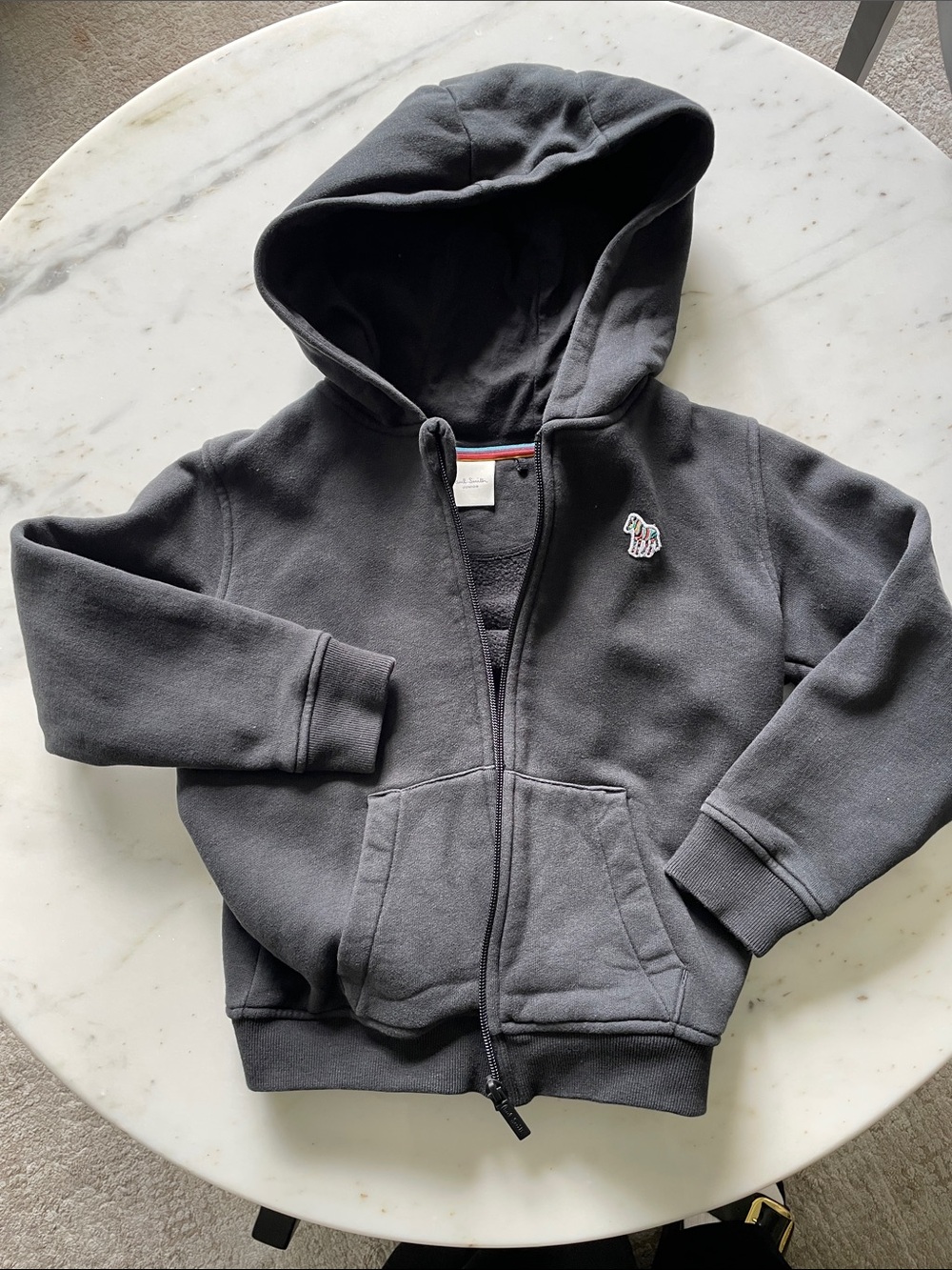 Paul Smith Kids black Zip-Up Hoodie with Embroidered Zebra